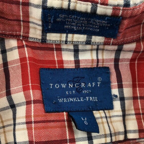 Towncraft Mens Shirt Large Lot Of Two Short Sleeve Plaid Button Down Casual Red - Picture 8 of 11